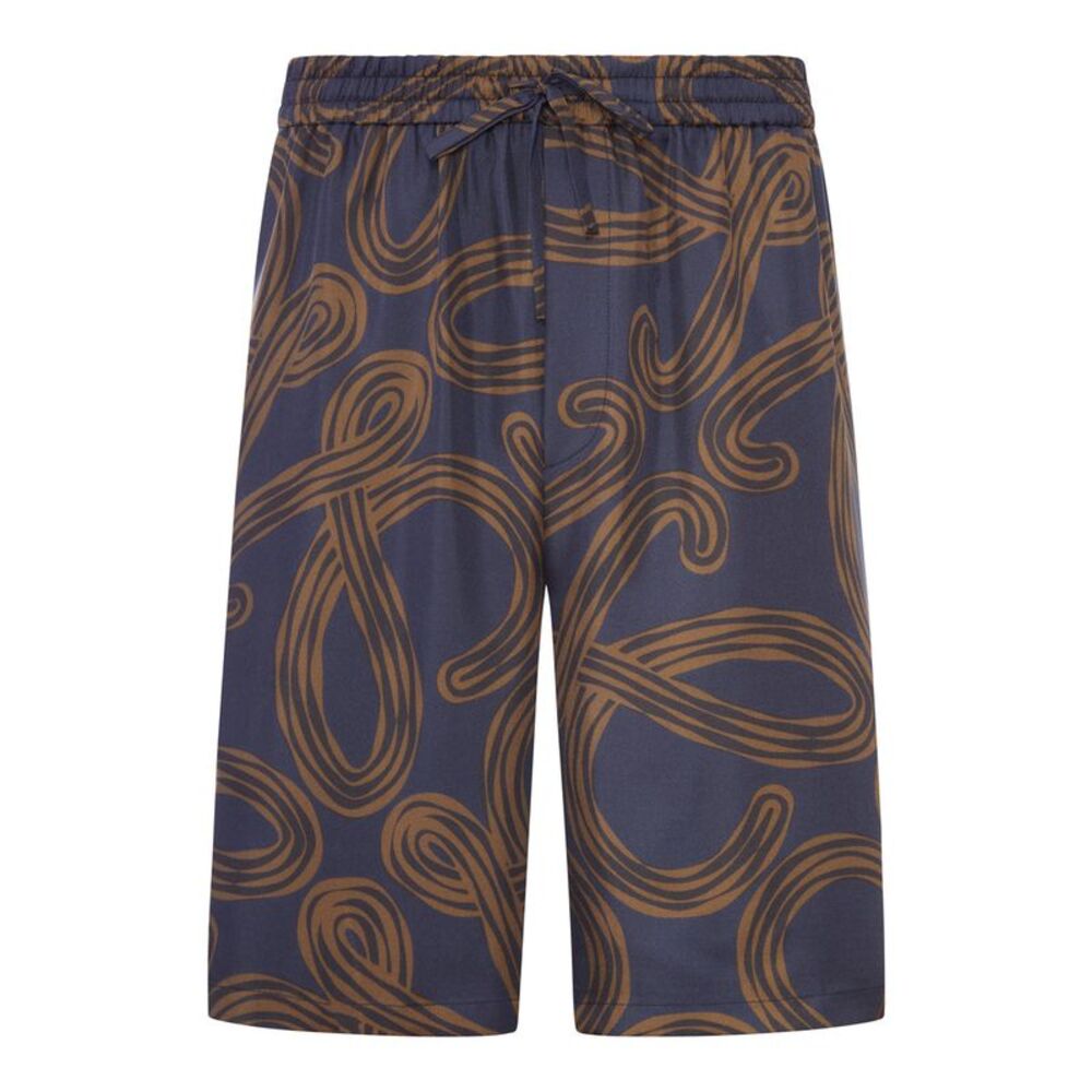 Loewe X Paula`S Ibiza Men Silk Twill Shorts With All-Over Anagram Print